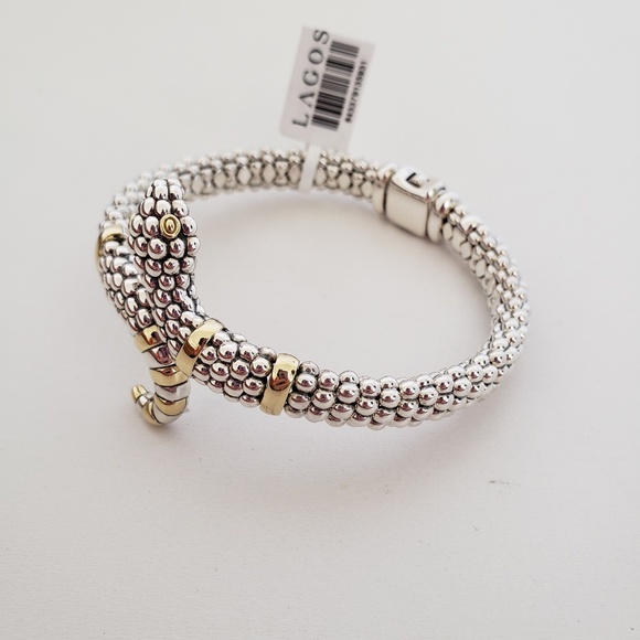 LAGOS Sterling Silver 18K Gold Rare Wonders 9MM Two Tone Snake Rope Bracelet 7.5 - Picture 8 of 12